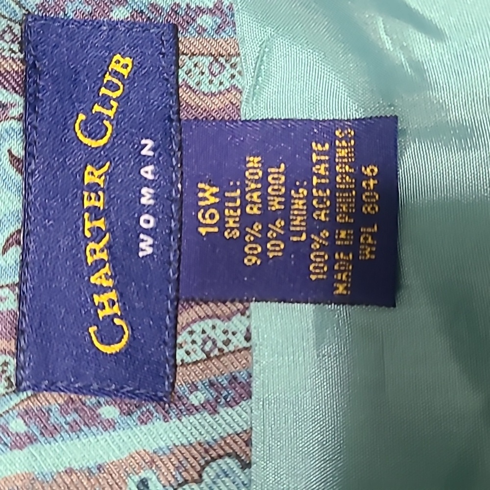 Charter Club Teal and Gray Paisley A-Line Skirt - Picture 6 of 6